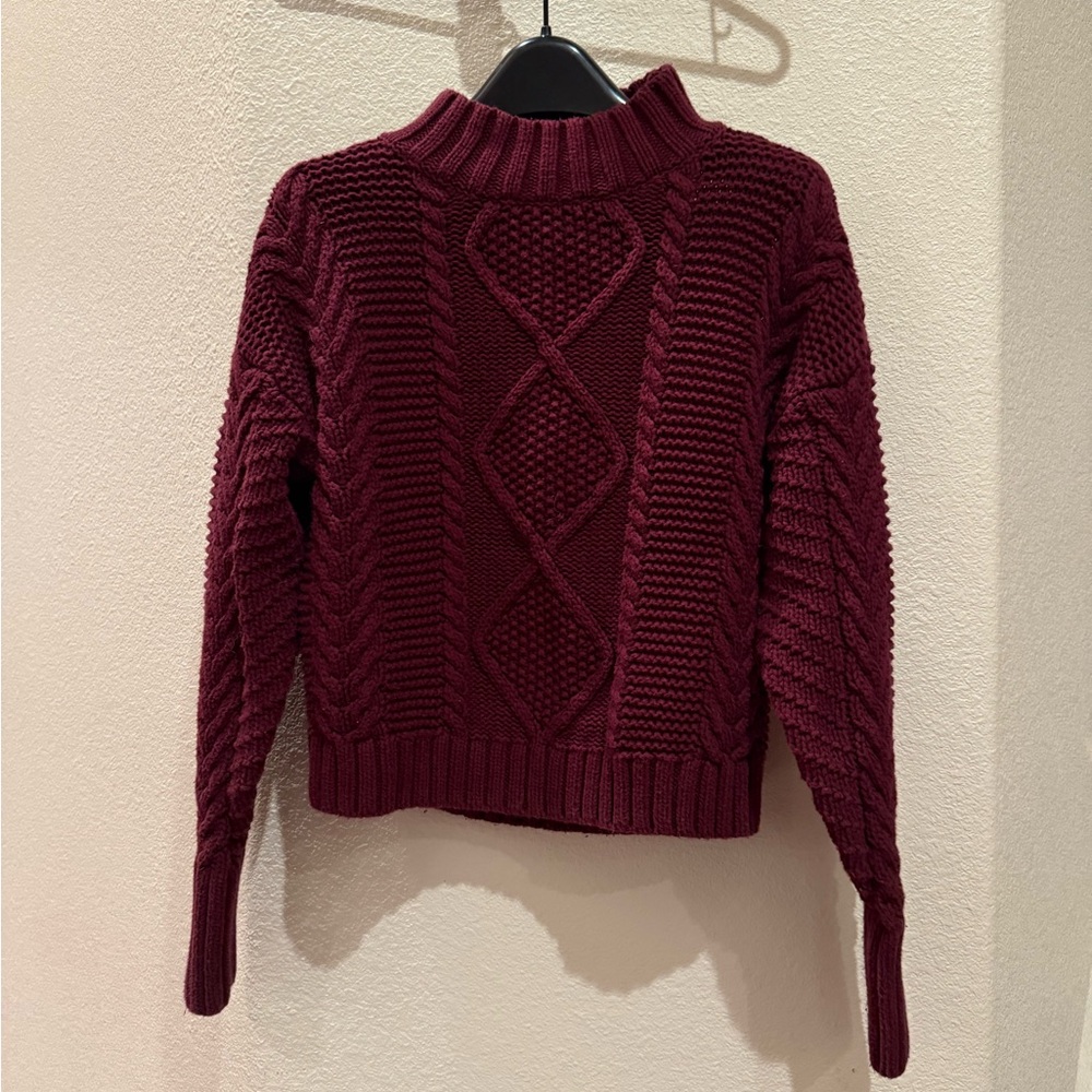 La Hearts Maroon Cable Knit Turtleneck Sweater